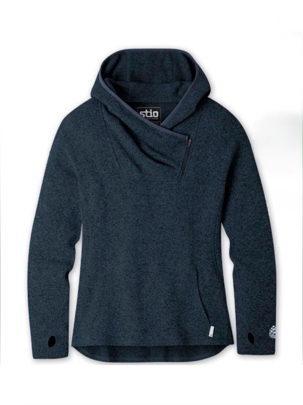Stio Women's Dark Heather Navy Asymmetrical Zip Hoodie